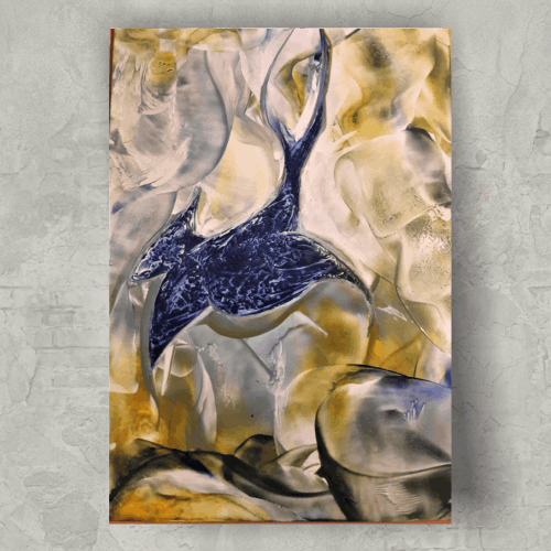 Encaustic - Blue Swallow